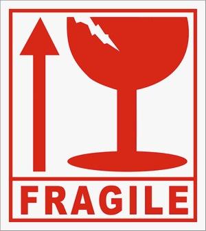 Fragile Stickers Hazard Warning Sign Adhesive Handle with Care 8.5cm 12 Pack  5908 (Large Letter Rate)