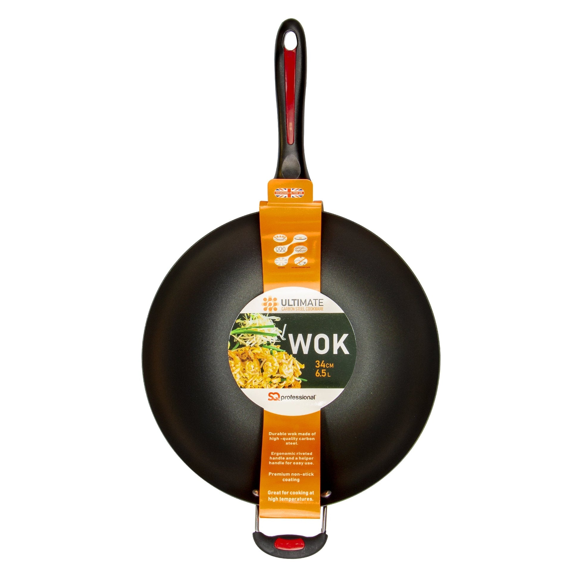 Una Nonstick Wok Pan Chinese Stir Fry Long Handle Wok Dish 34cm 5947 ( –  [C3] Manchester Wholesale