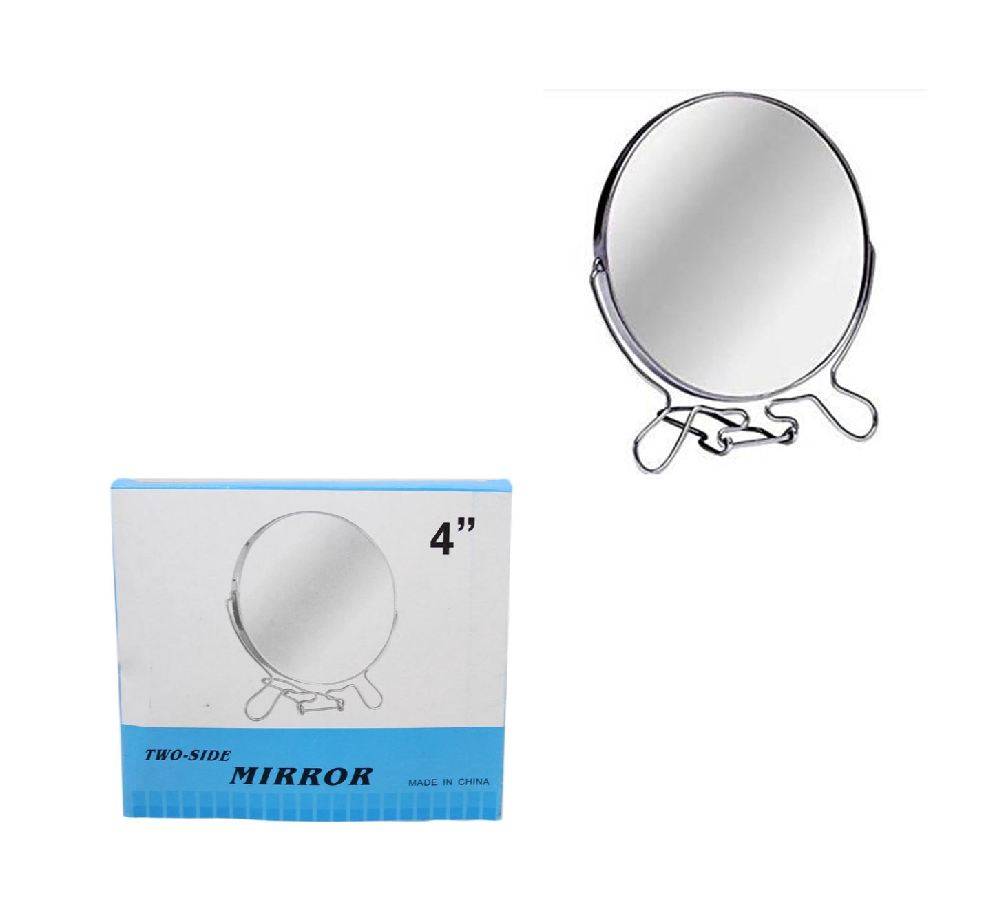 4 Inch Cosmetic Make up Shaving Magnifying Round on Stand 2 Sided Mirrors 5955 (Large Letter Rate)