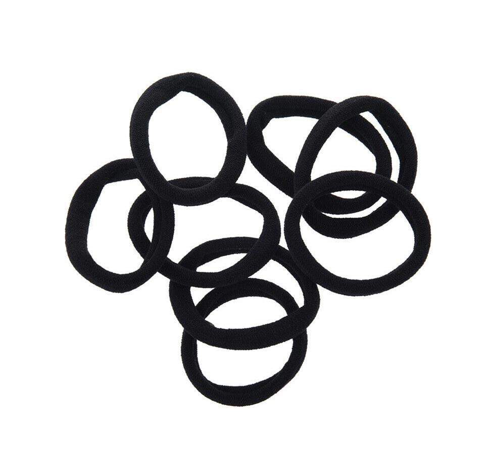 Black Rubber Headbands Girls Fashion Long Hair Rubber Bands 8 Pack 5977  A (Large Letter Rate)