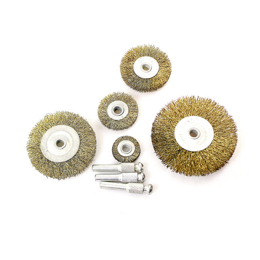 5 Pc Metallic Disc Brush & Cut Set 6mm Electric Spindle Tube Tips 4387 (Parcel Rate)