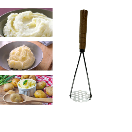 Kitchen Steel Potato Masher/ Press Wooden Handle Food Prep 3647 A  (Parcel Rate)