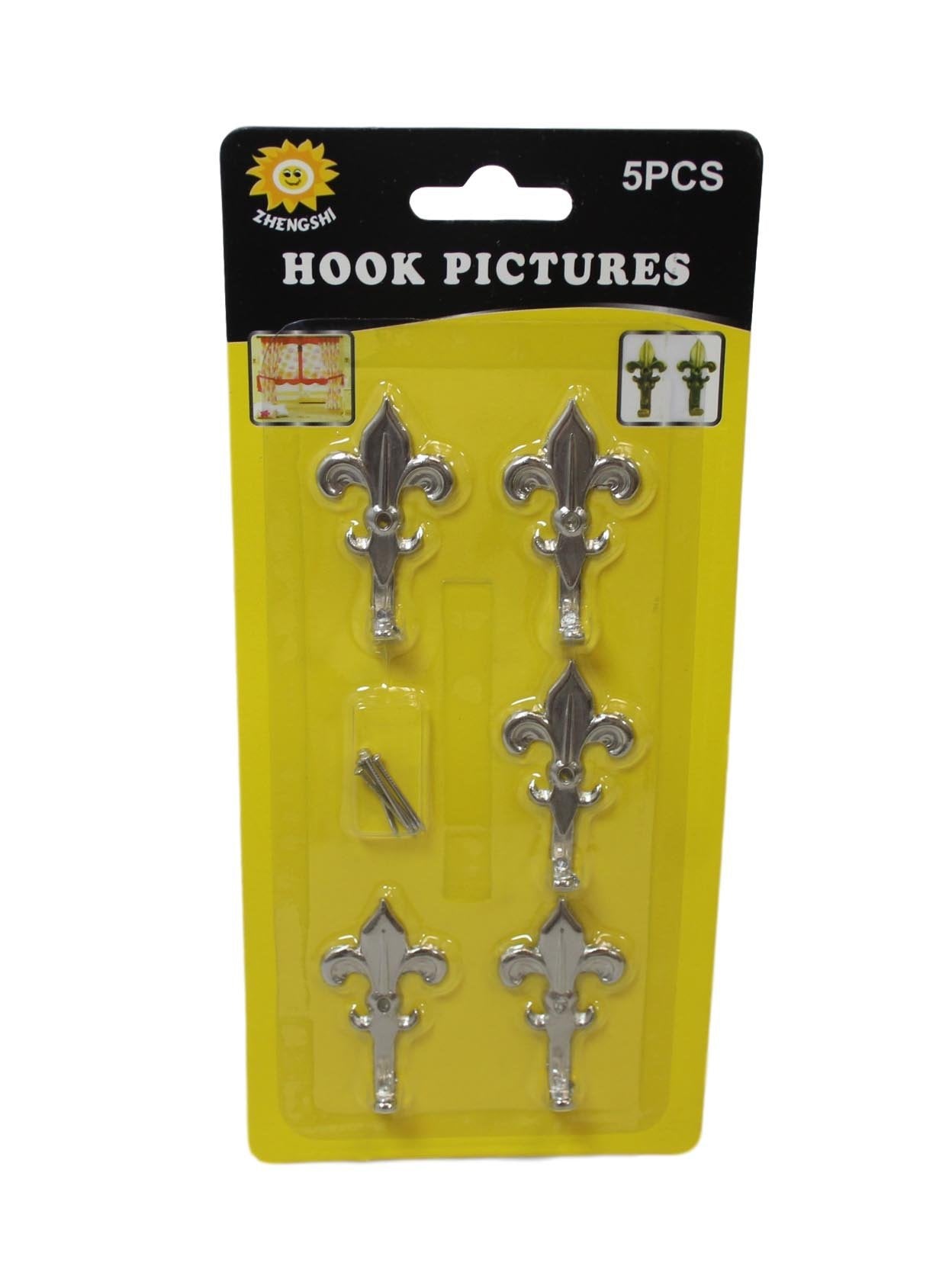 5 Pack Chrome Mini Picture Curtain Hooks With Nails 3cm 6002 (Large Letter Rate)