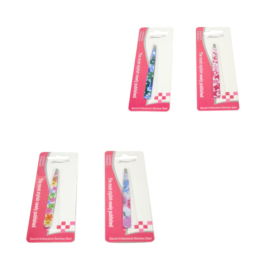 Metal Eyebrow Tweezers with Printed Design 10 cm Assorted Designs 6009 (Large Letter Rate)