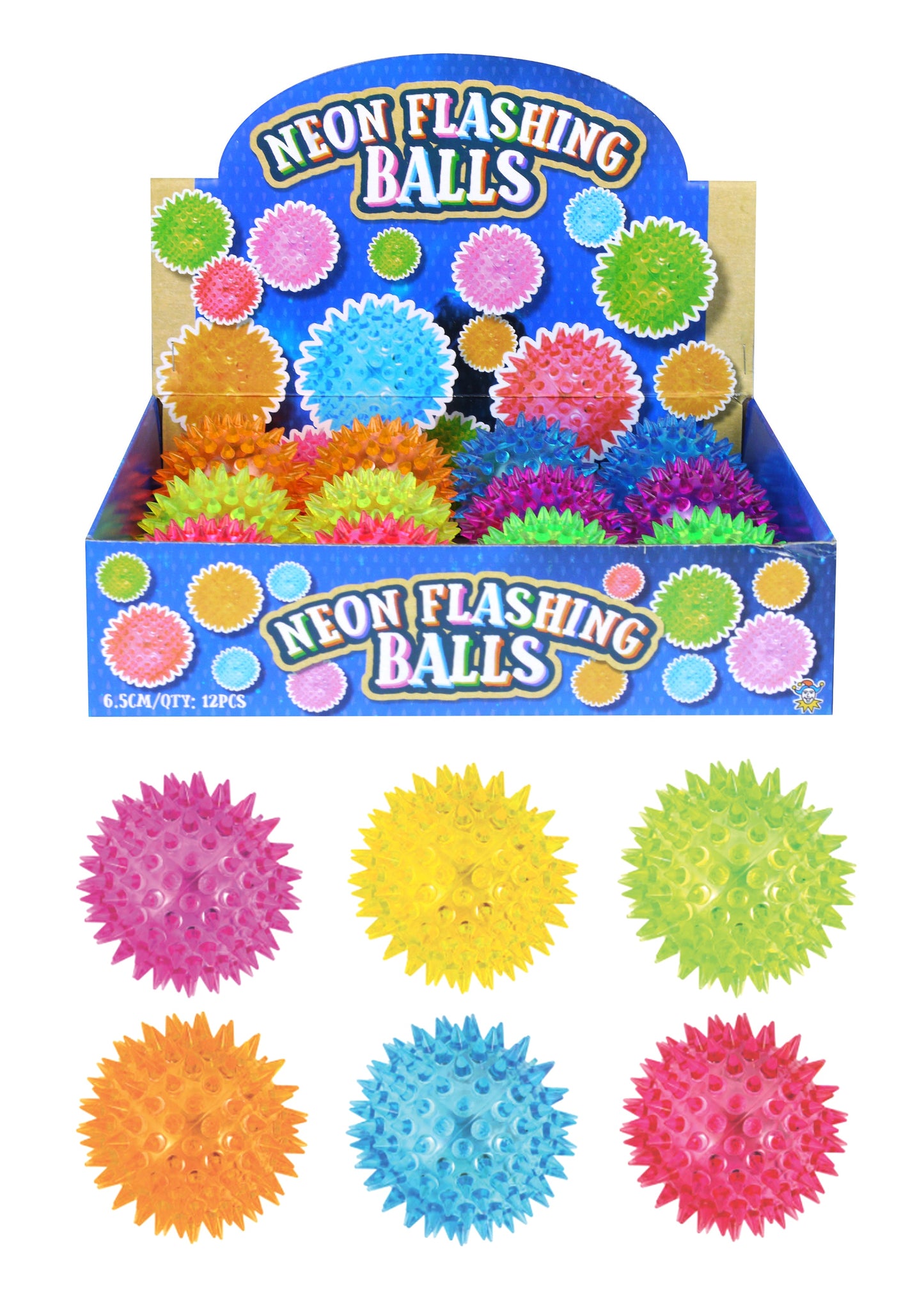 Light Up Spiky Flashing Bouncing Balls 6.5cm Assorted Colours 51269 (Parcel Rate)