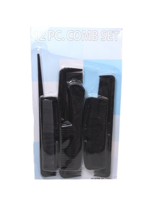12 Pack Black Hair Style Assorted Comb Salon Barber Set Professional Kit 6017 (Large Letter Rate)