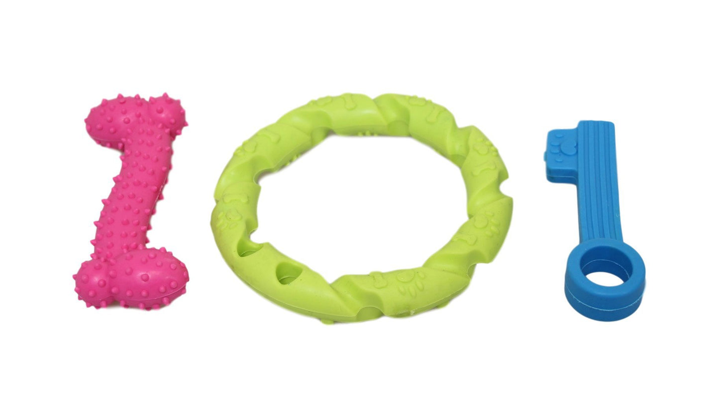 Dogs Fun Toys Teething Chewing Playing Silicone Set Pet Supplies 3 Pack 10cm 6042 (Parcel Rate)