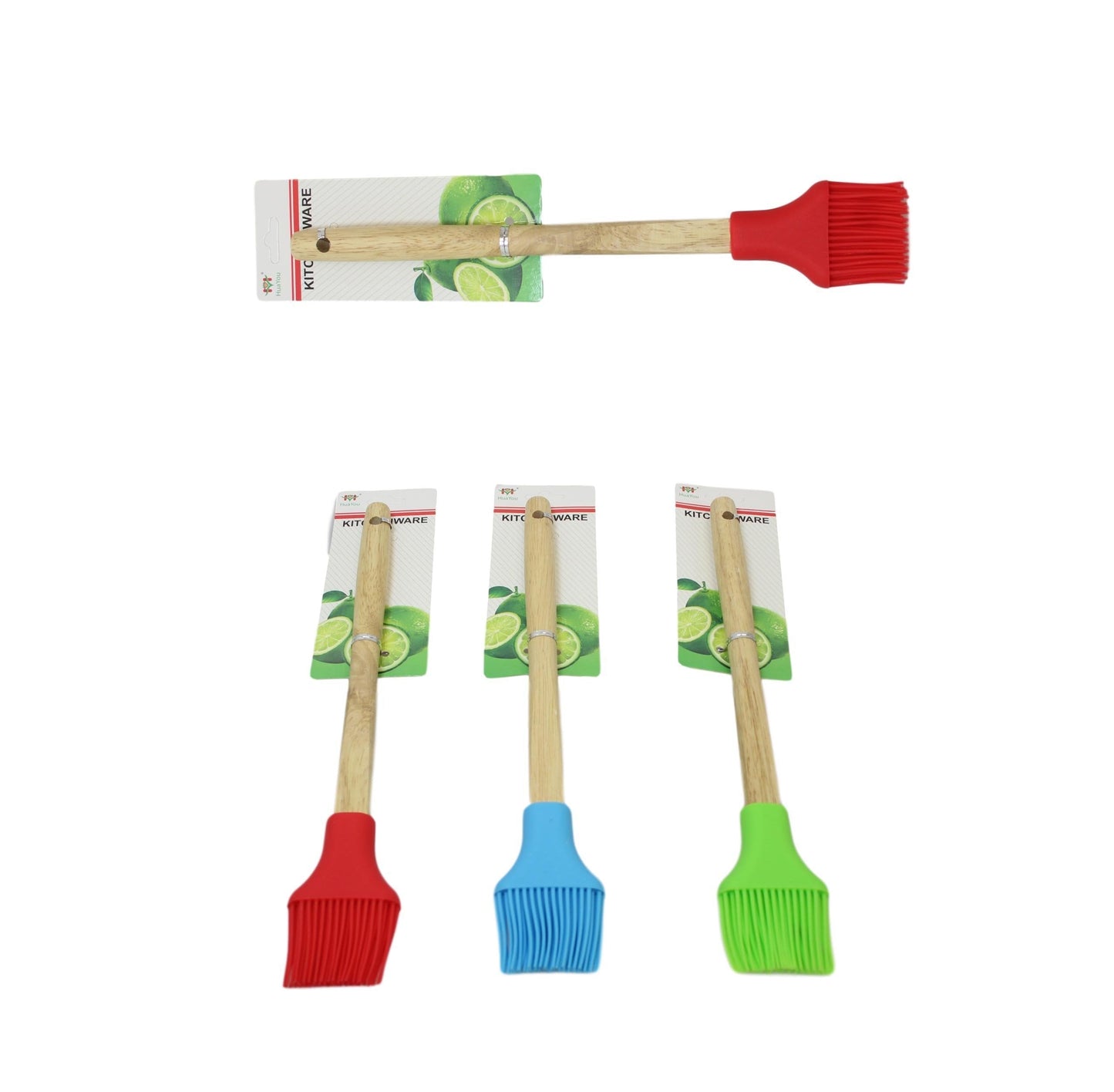 Kitchen Silicone Pastry Brush Wooden Handle 30 cm Assorted Colours 6066 A  (Large Letter Rate)