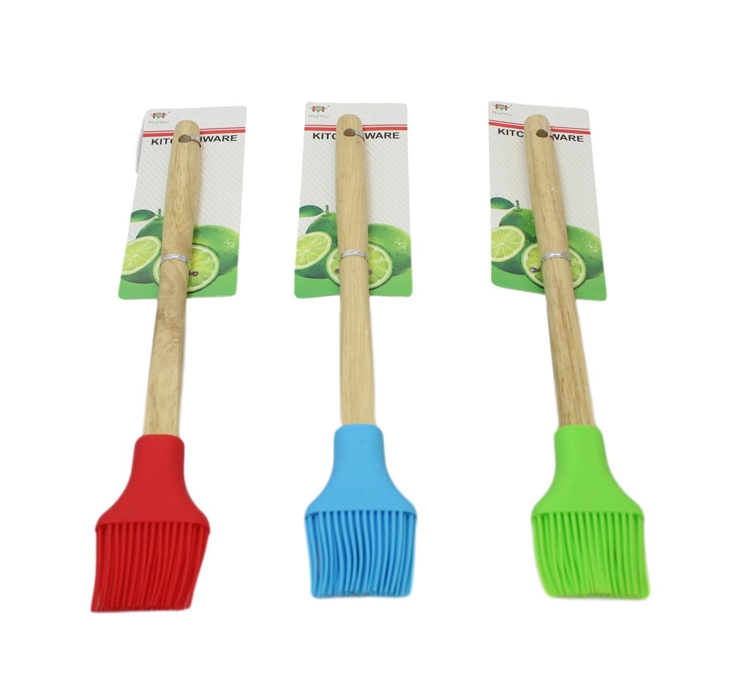 Kitchen Silicone Pastry Brush Wooden Handle 30 cm Assorted Colours 6066 A  (Large Letter Rate)
