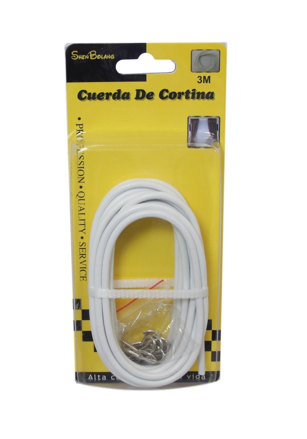 Net Curtain Wire White Window Cord Cable With Hooks Indoor Outdoor 3m Cable 6094 (Parcel Rate)