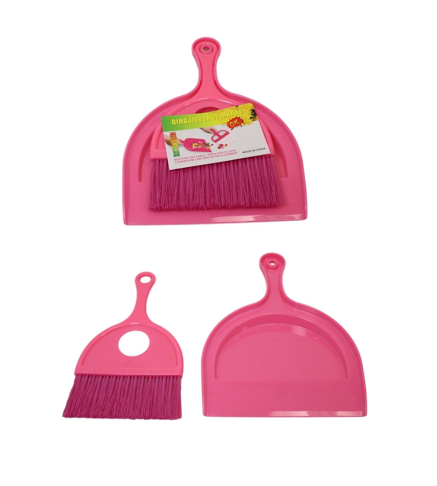 Plastic Dustpan and Brush Set 18x 23 cm Assorted Colours 6115 (Parcel Rate)