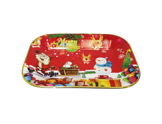 Plastic Christmas Party Serving Tray Printed Design 43 x 30 cm Assorted Designs 6117 A  (Parcel Rate)