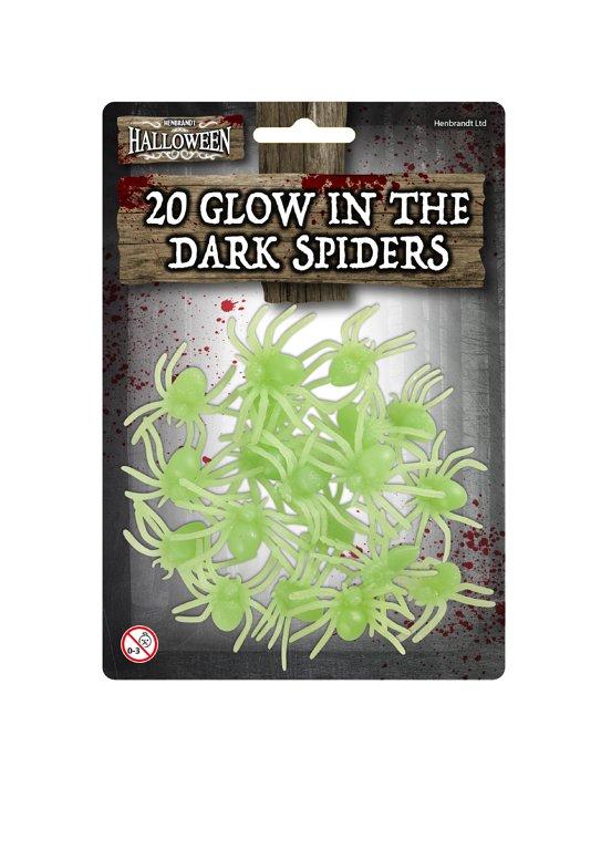 Pack Of 20 Glow In The Dark Spiders Halloween Decorations Spider Size 5cm V51184 (Parcel Rate)