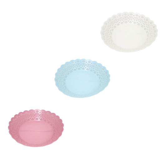Beautiful Flower Cut Plastic Serving Bowls 3 Colours Quantity 1 Serving Bowl 25cm 6141 (Parcel Rate)