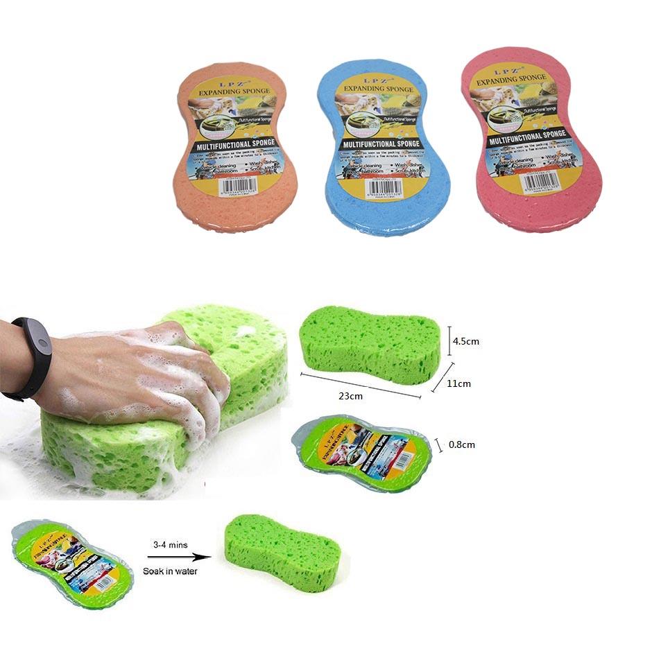 Compressed Expanding Kitchen Bathroom Cleaning Sponge 4-5 cm Assorted Colours 6157 (Large Letter Rate)
