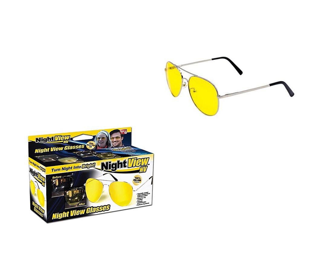 Night View Glasses Yellow Coated Night Time Glare UVA UVB Protection 14cm 6165 (Parcel Rate)