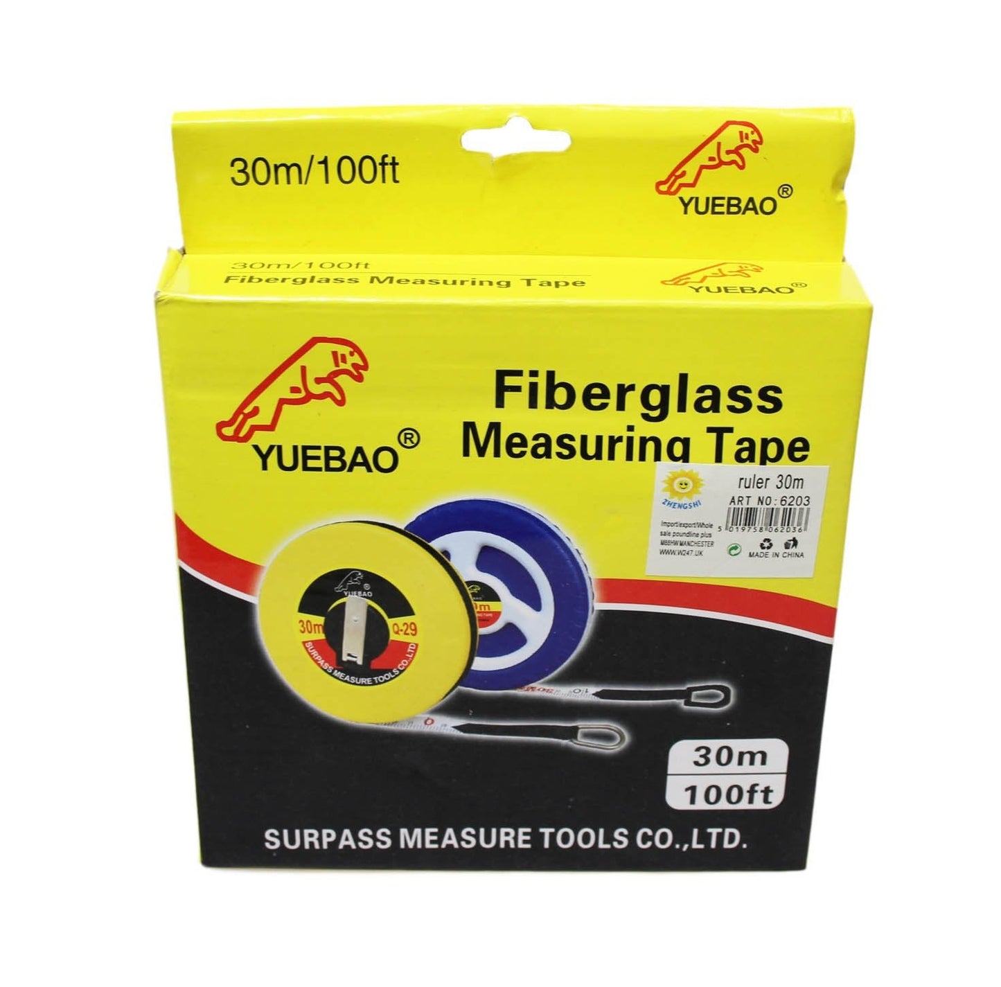 30m Fiberglass Tape Measure Builders Surveyors Long Reel Roll Measuring Tape 100ft 62036 (Parcel Rate)