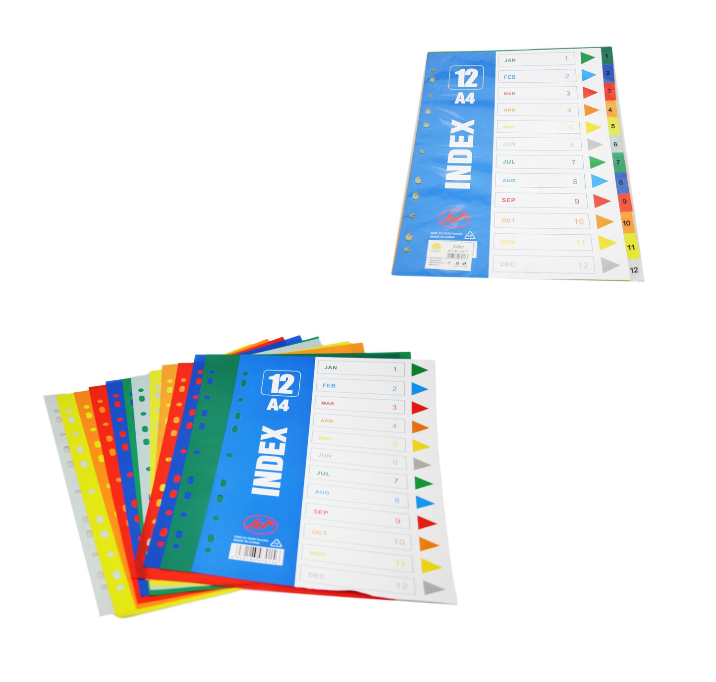 A4 Folder Dividers Subject Punched Index Colour Sheets File Dividers 12 Pack 6217 (Large Letter Rate)