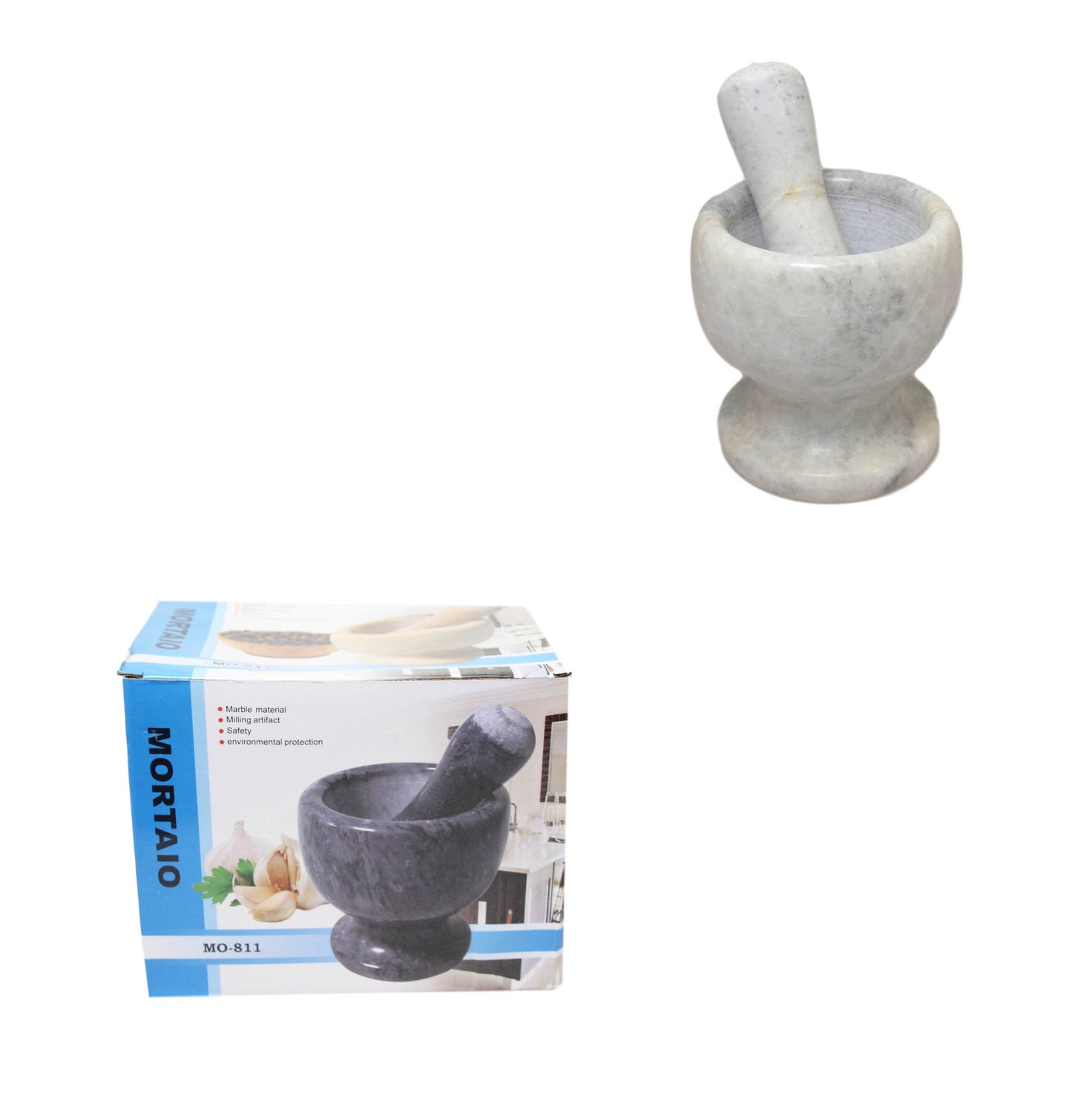 Pestle and Mortar Set Garlic Herb Spice Resin Mixing Grinding Crusher Bowl 6230 (Parcel Rate)
