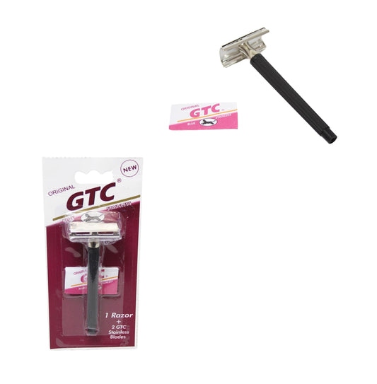 New Stainless Steel Original Razor with 2 GTC Stainless Blades Grooming Eraser 6249 (Large Letter Rate)