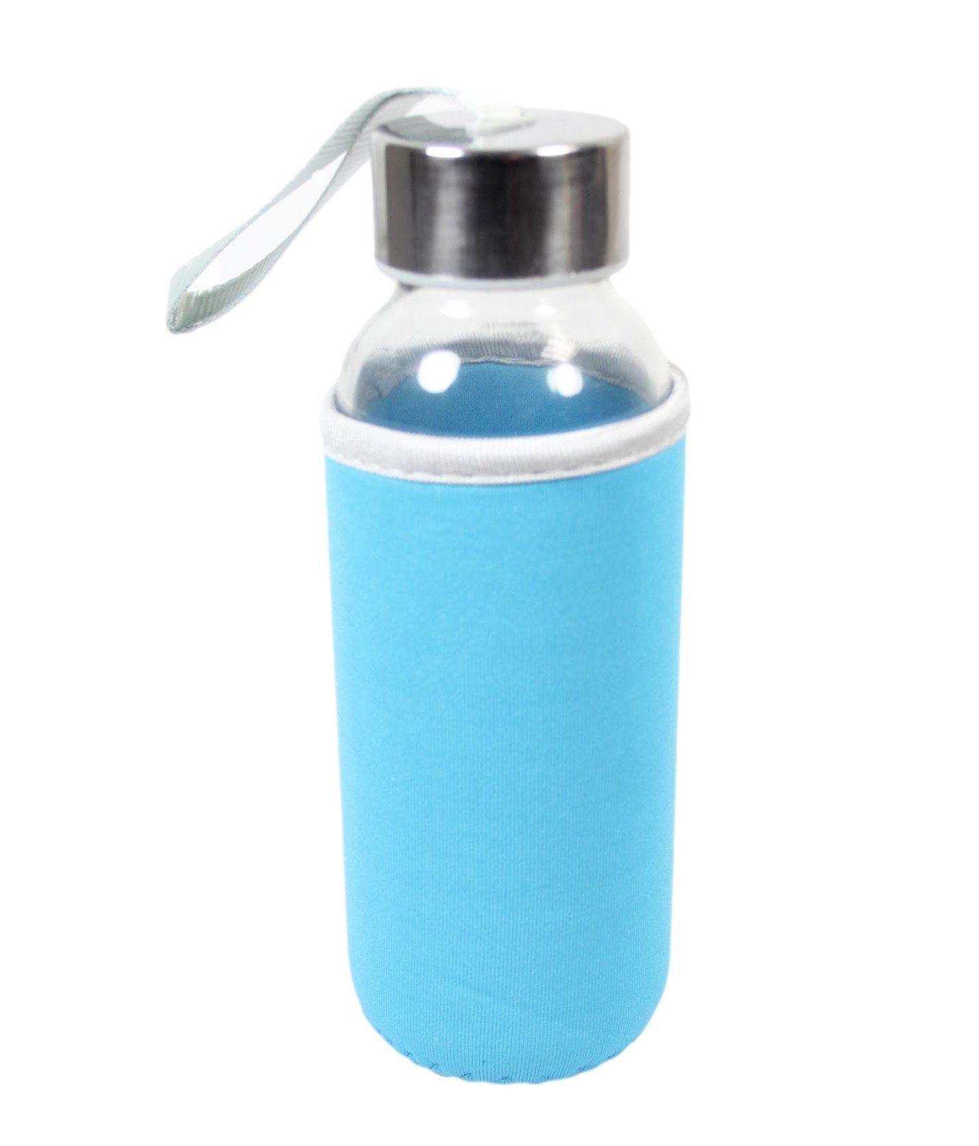 Glass Water Bottle with Cover 18 x 4 cm Assorted Colours 6264 (Parcel Rate)