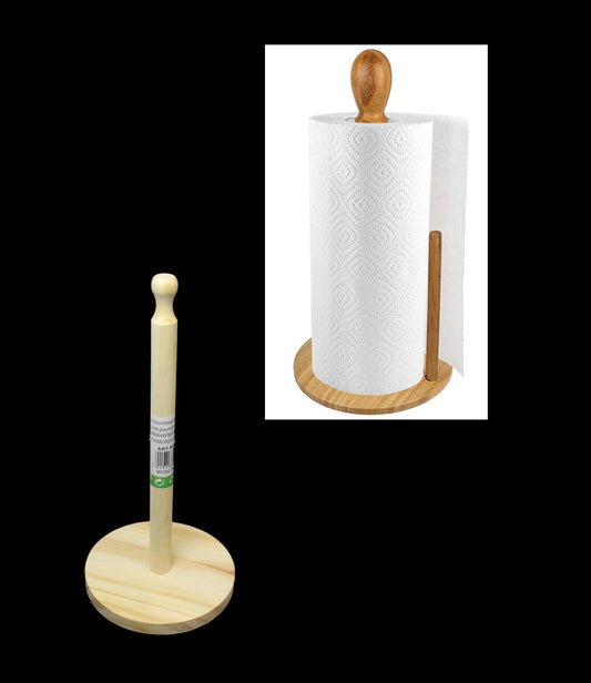 Wooden Kitchen Paper Towel Holder 2 Piece Holder and Stick Paper Roll Stand Rack 30cm A (Parcel Rate)