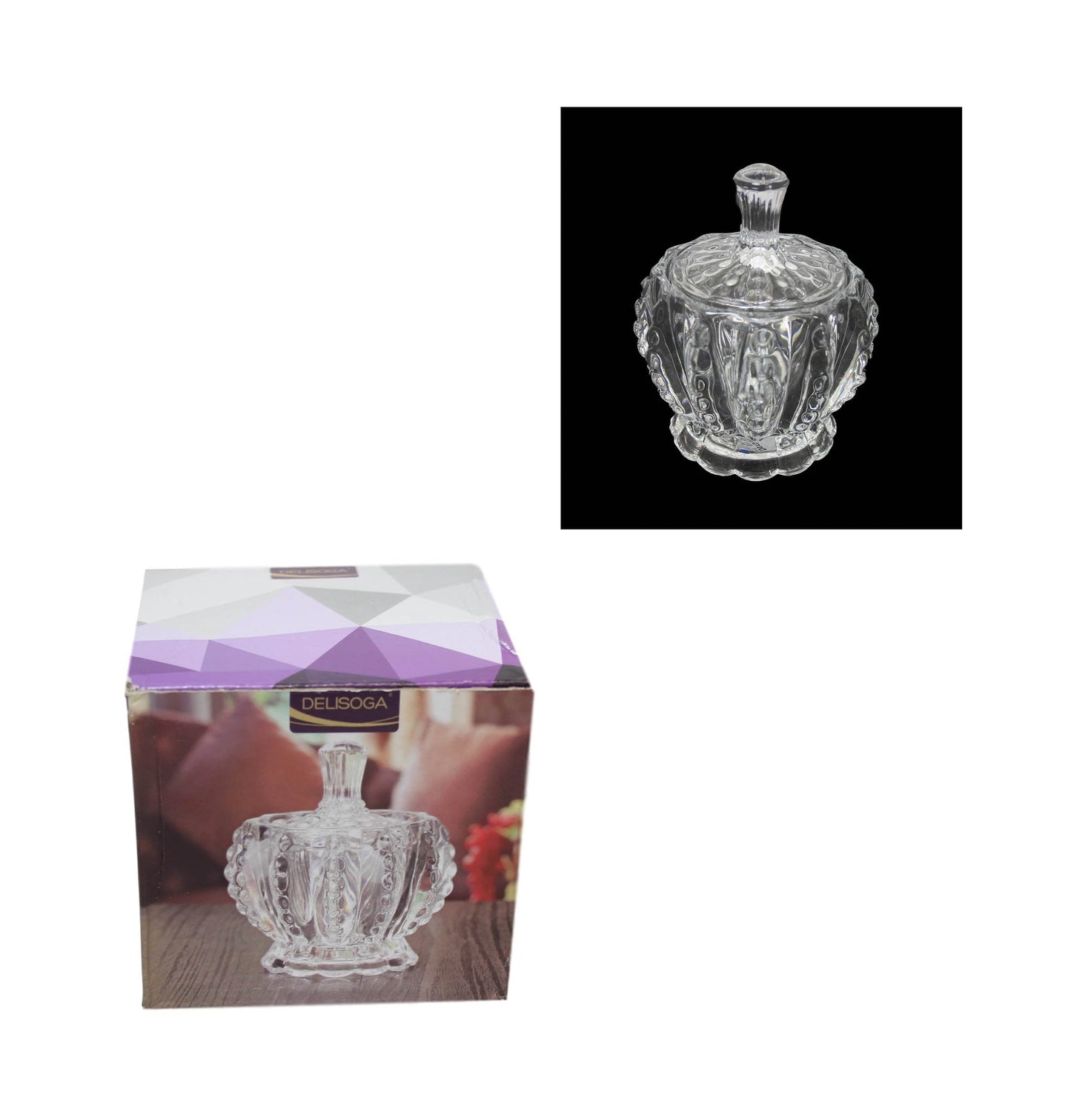 Crystal Glass Sweets Sugar Jar with Lid 8 x 8 cm 6316 (Parcel Rate)