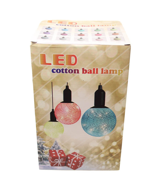 (S) Cotton Ball Ceiling Lamp Battery Operated String LED Indoor Hook Assorted Colours 6333 (Parcel Rate)