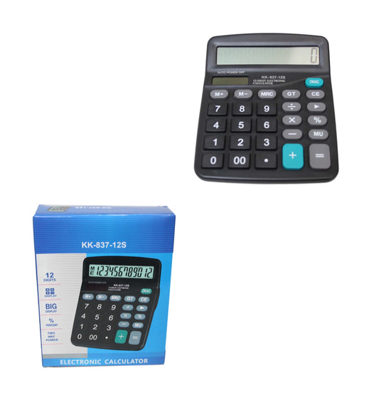 Big Display Two Way Power Electronic Calculator Office Maths Black 6411  (Parcel Rate)