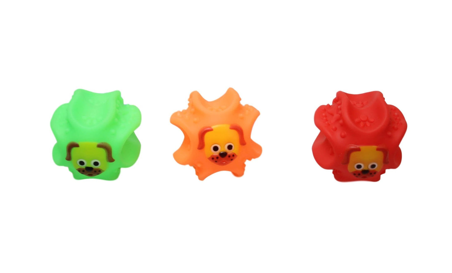 Silicone Squeaky Fetch Outdoors Teething Pet Toy  With Animal Faces Assorted Colour Random Sent 7cm (Parcel Rate)