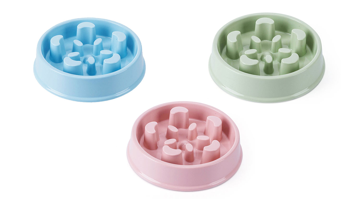 Pet Dog Food Slow Feeding Feeder Bowl 18 x 5 cm Assorted Colours 6651 (Parcel Rate)