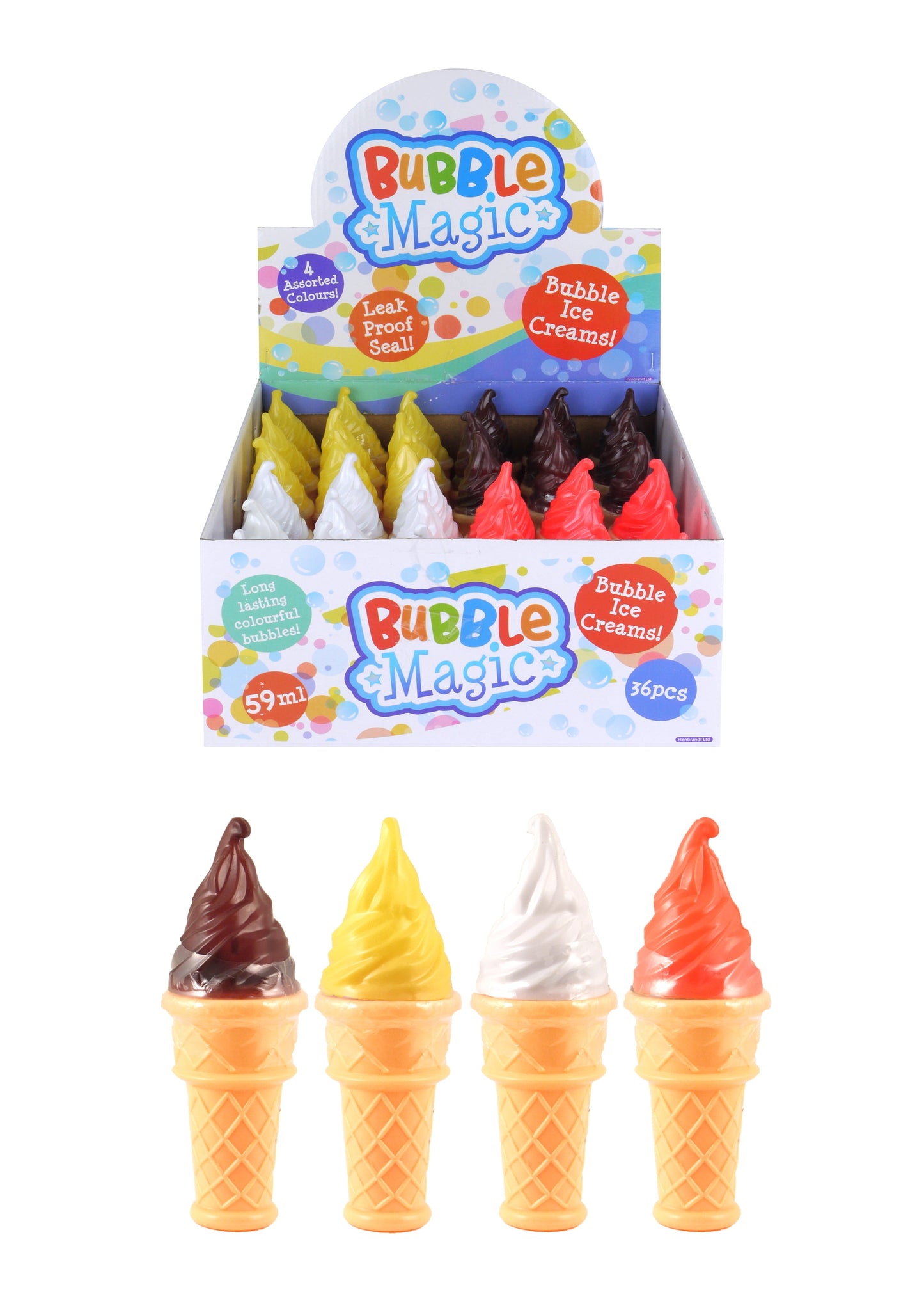 Ice Cream Bubble Tubes 59 ml / 12.5 cm Assorted Colours R50034 (Parcel Rate)