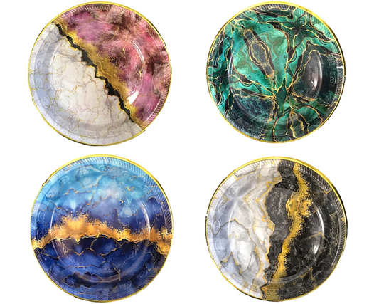 Round Plastic Tray Printed Geode Pattern Design 29 x 3.5 cm Assorted Designs 6830 (Parcel Rate)