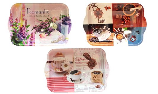 Plastic Tea Coffee Table Tray 40 x 26 cm Assorted Designs 6832 (Parcel Rate)