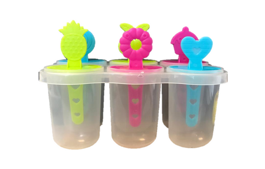 Plastic Ice Popsicle Maker Box 6 Popsicles 8 cm Assorted Colours 6835 (Parcel Rate)