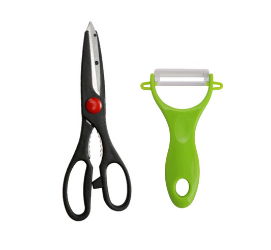 Kitchen Scissors and Vegetable Peeler Set Assorted Colours 6949 (Parcel Rate)