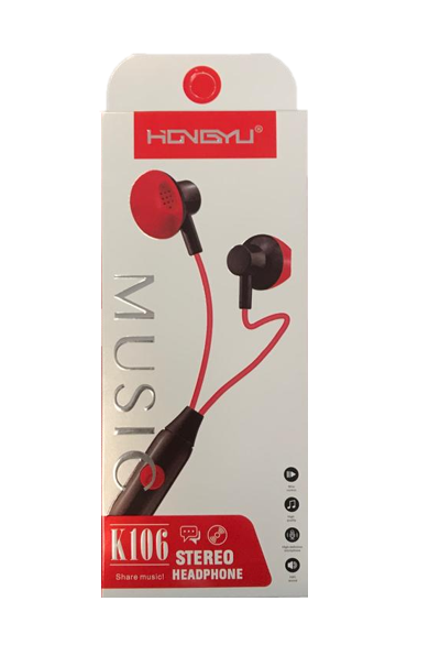 Hongyu Wired Headphones / Earphones Assorted Colours 6966 (Parcel Rate)