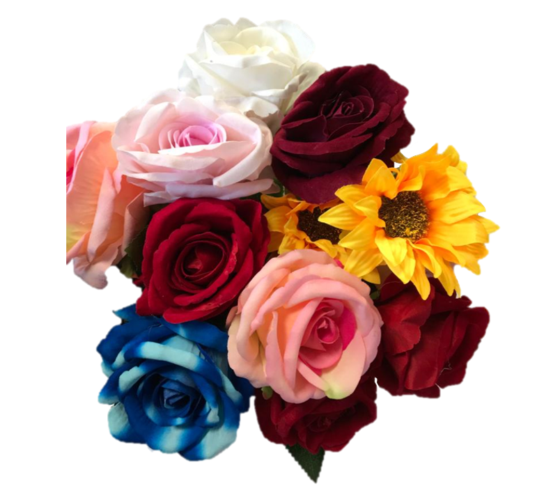 Plastic Artificial Fake Roses Flowers Single Stem Velvet Petals 50 cm Assorted Colours 7105 (Parcel Rate)