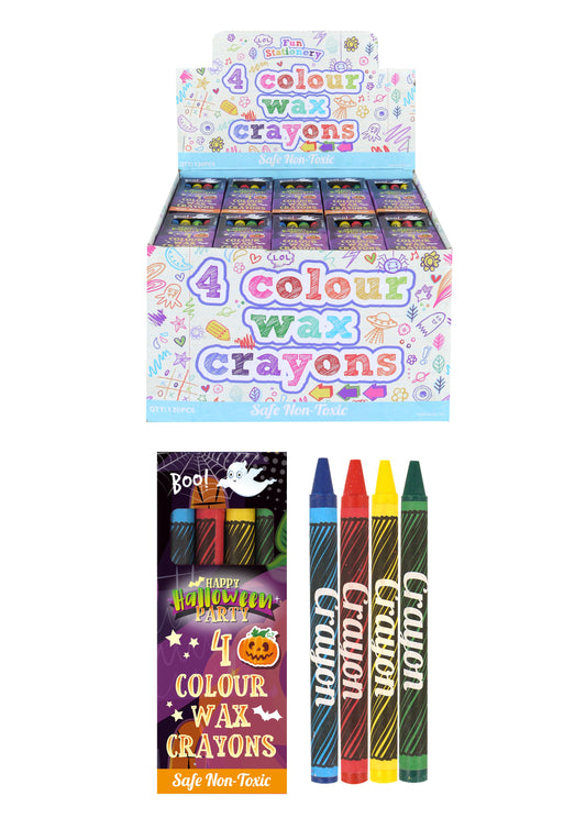 Halloween Mini Wax Crayon Packs (4pcs) Party Favours and Prizes V51474 (Parcel Rate)
