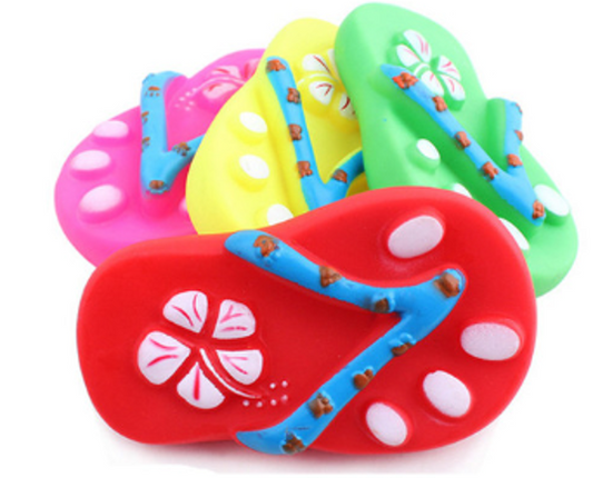 Pet Dog Toy Squeaky Slipper Flipflop 12 cm Assorted Colours 7089 (Parcel Rate)