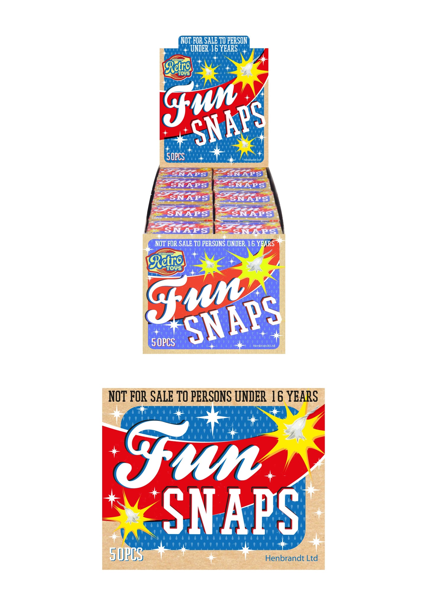 Kids Fun Outdoor Fun Fake Fireworks Snap Bangs Box of 50 Packs X39050 A (Parcel Rate)