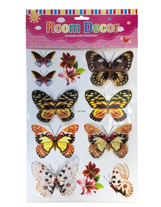 Room Decor 3D Effect Wall Stickers 44 x 25 cm Assorted Designs and Colours 7127 (Parcel Rate)