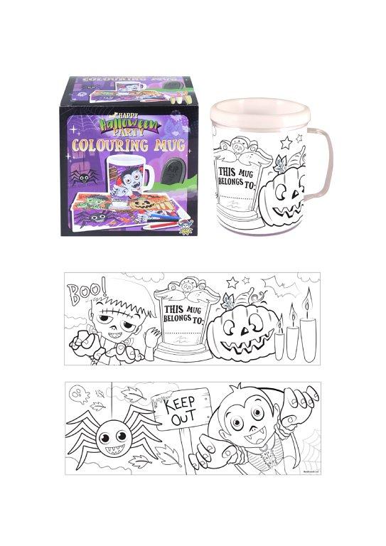 Halloween Colouring Mug Inc 2 Colouring Inserts Approx Mug Size 11cm x 10cm x 8.5cm V41180 (Parcel Rate)