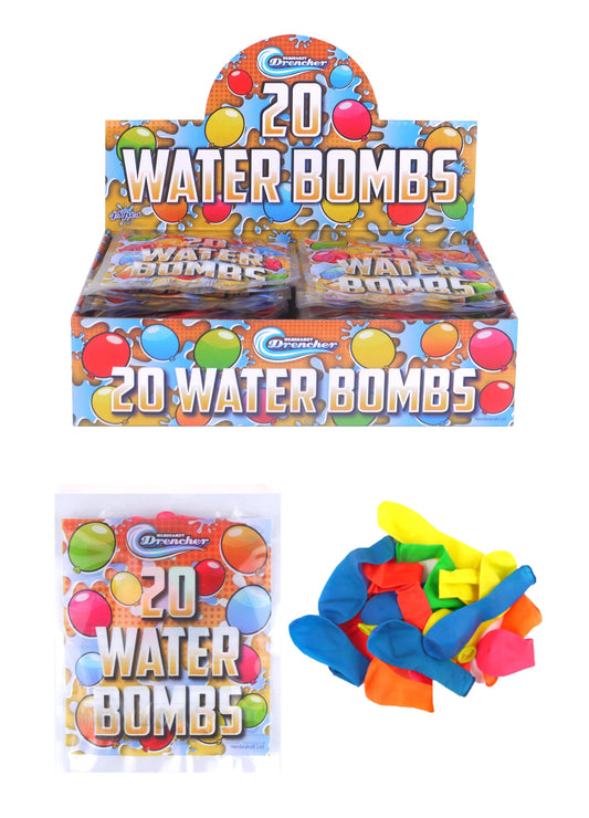 20 Pack Outdoor Kids Assorted Neon Colour Water Bombs Summer Fun R19111 (Parcel Rate)