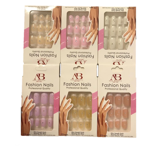Artificial Fake Nail Extensions with Nail Glue Adhesive Sticker Tabs Assorted Colours 7306 (Parcel Rate)