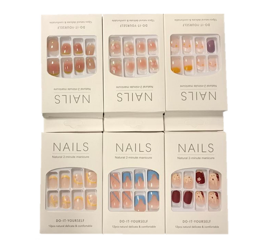 Artificial Fake Nail Extensions with Nail Glue Adhesive Sticker Tabs Assorted Designs 7309 (Parcel Rate)