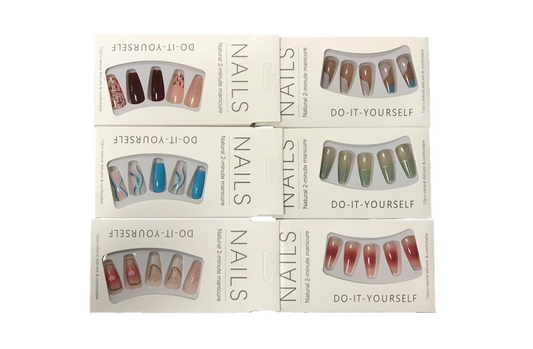 Artificial Fake Nail Extensions with Nail Glue Adhesive Sticker Tabs Assorted Designs 7310 (Parcel Rate)