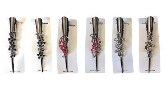 Women's Metal Alligator Hair Clip with Floral Decorations 13 cm Assorted Designs 7328 (Parcel Rate)
