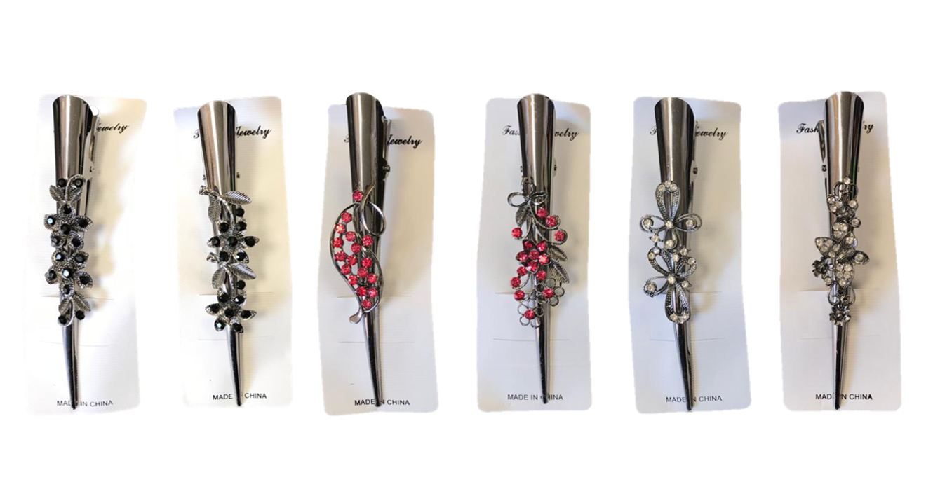 Women's Metal Alligator Hair Clip with Floral Decorations 13 cm Assorted Designs 7328 (Parcel Rate)