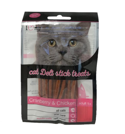 Pet Cat Treats Deli Sticks Cranberry & Chicken 25g 74367 (Parcel Rate)